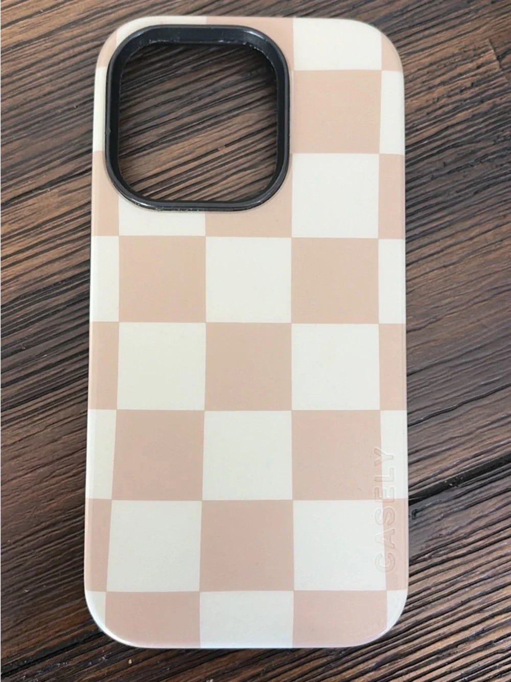 Casely Neutral Checkerboard iPhone 14 Pro Case — Beige & Cream